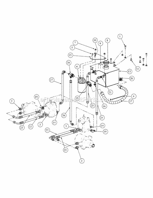 Hydro Tank And Hose Assembly Diagram and Parts List for M60-KHEFI 53AB5HEX750 Cub Cadet Sprayer